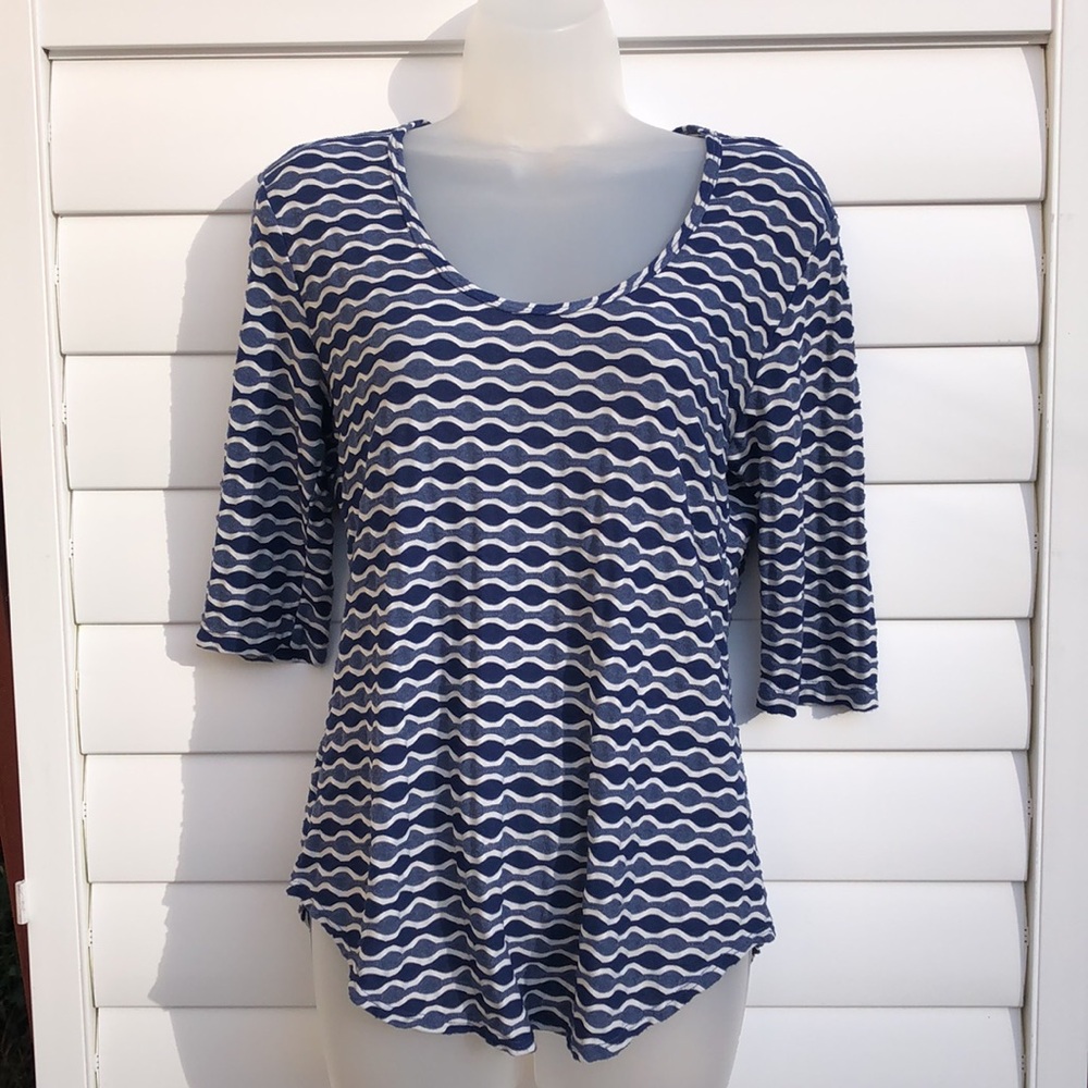 Tianello Blue and White Patterned Top